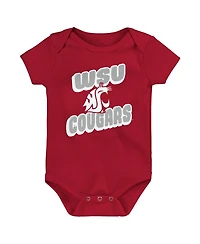 Outerstuff Newborn 3-Pack Crimson Washington State Cougars Sunday Comics Bodysuit Set