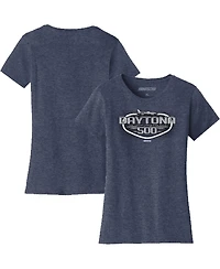 Checkered Flag Sports Women's Heather Navy Daytona International Speedway 2025 500 Graphic T-Shirt