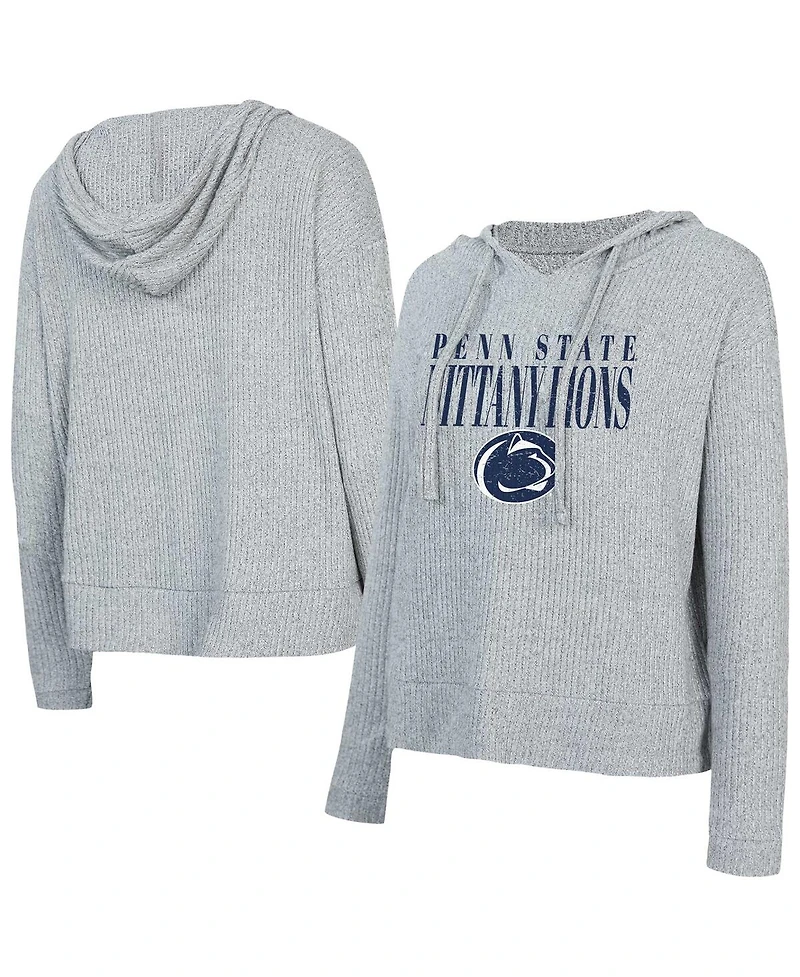 Concepts Sport Women's Heather Gray Penn State Nittany Lions Juniper Soft Modest Cropped Long Sleeve Hoodie Top