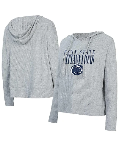 Concepts Sport Women's Heather Gray Penn State Nittany Lions Juniper Soft Modest Cropped Long Sleeve Hoodie Top