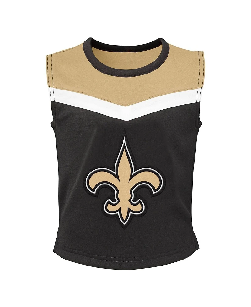 Outerstuff Girls Preschool Black New Orleans Saints Spirit Cheerleader Two-Piece Set with Bloomers