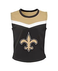 Outerstuff Girls Preschool Black New Orleans Saints Spirit Cheerleader Two-Piece Set with Bloomers