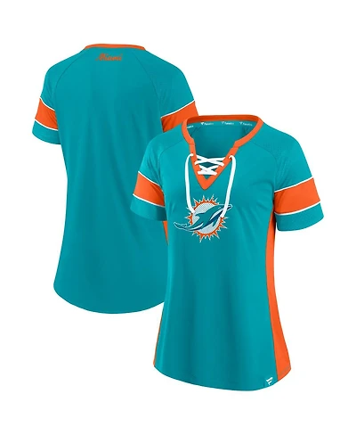Fanatics Women's Aqua Miami Dolphins Athena Lace-Up Top