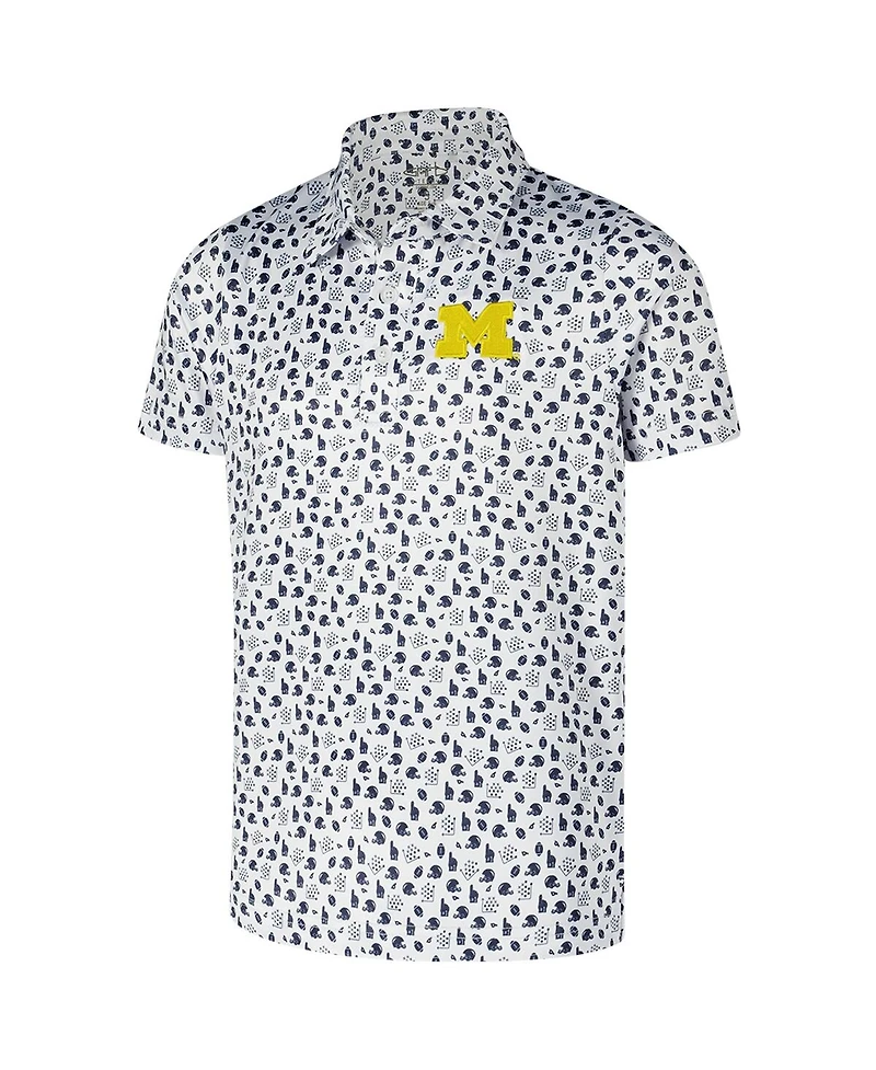 Garb Big Boys and Girls White Michigan Wolverines Earnest Allover Print Polo Shirt