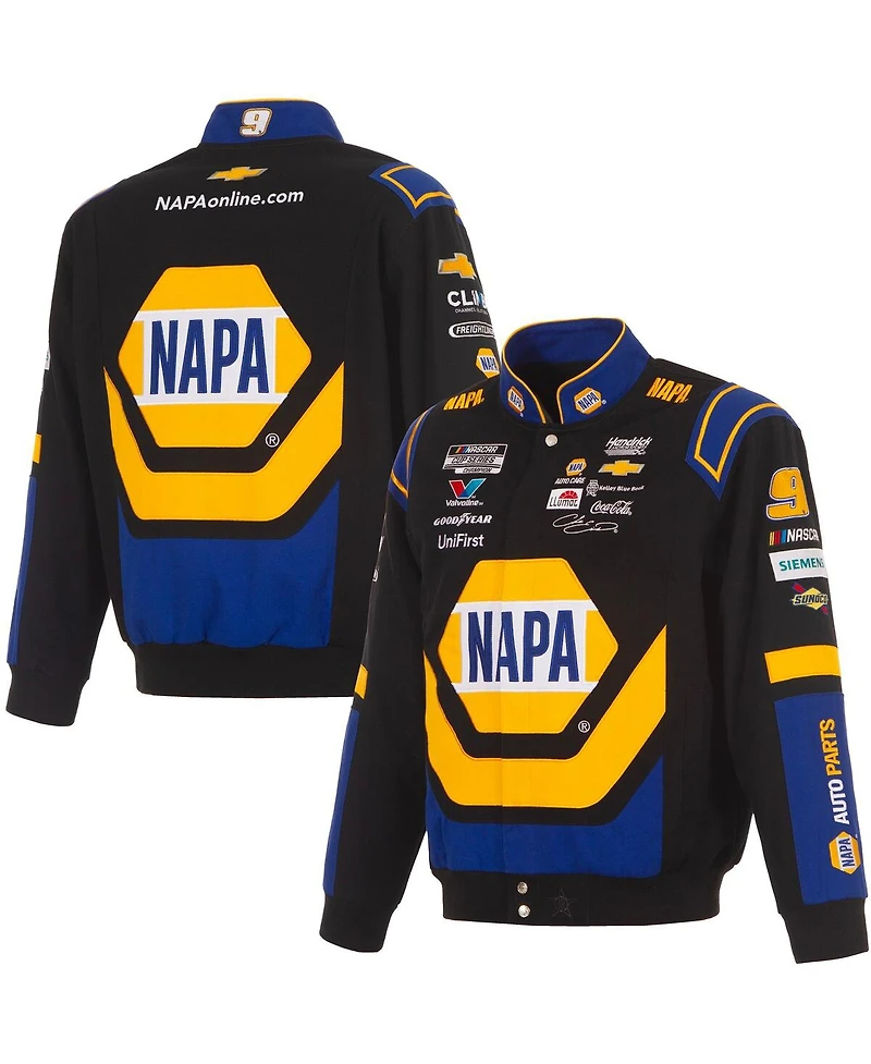 Jh Design Men's Black/Royal Chase Elliott Napa Full-Snap Twill Uniform Jacket