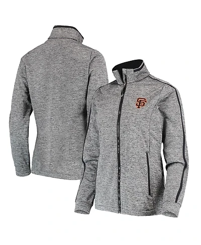 Antigua Women's Heathered Black San Francisco Giants Full-Zip Golf Jacket
