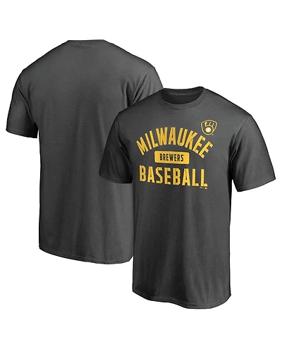Fanatics Mto Label Men's Charcoal Milwaukee Brewers Iconic Primary Pill T-Shirt