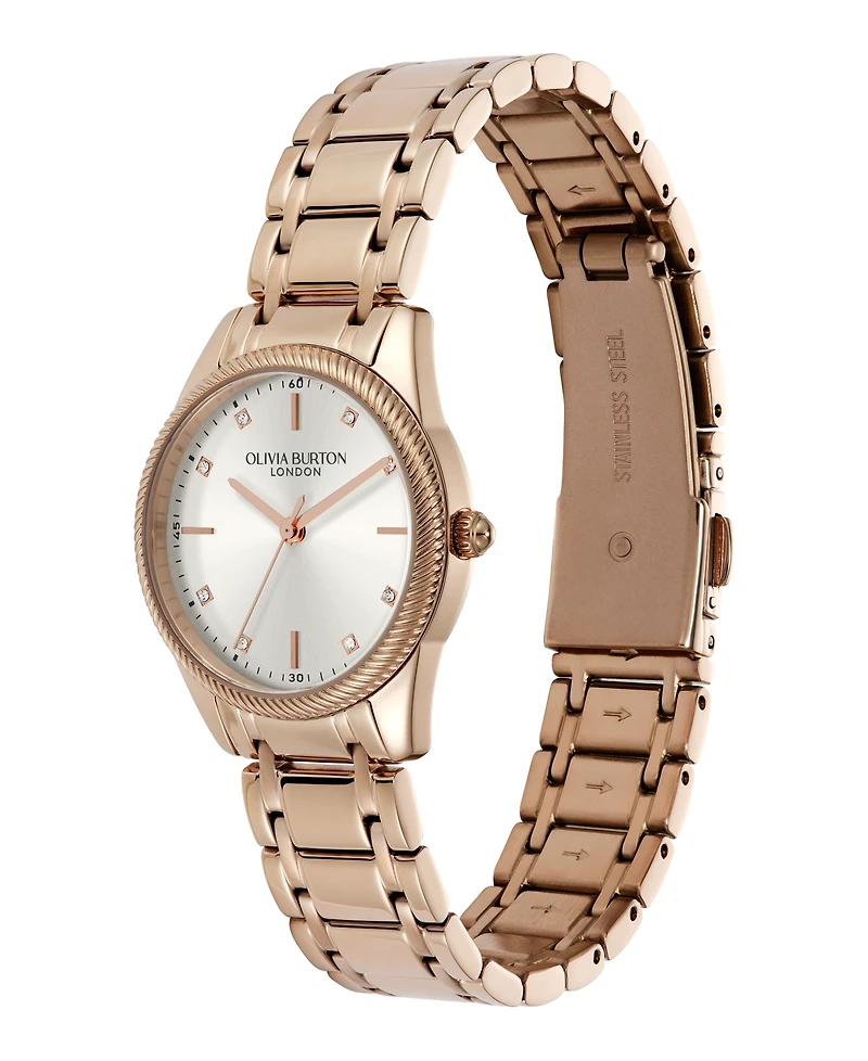 Olivia Burton Women's Egerton Rose Gold Tone Stainless Steel Bracelet Watch, 28mm