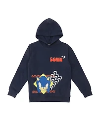 Sonic The Hedgehog Little Boys Arrows & Checkered Flags Youth Navy Long Sleeve Hooded Sweatshirt-6