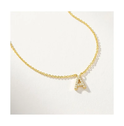 14k Gold-Plated Pave Initial Necklace