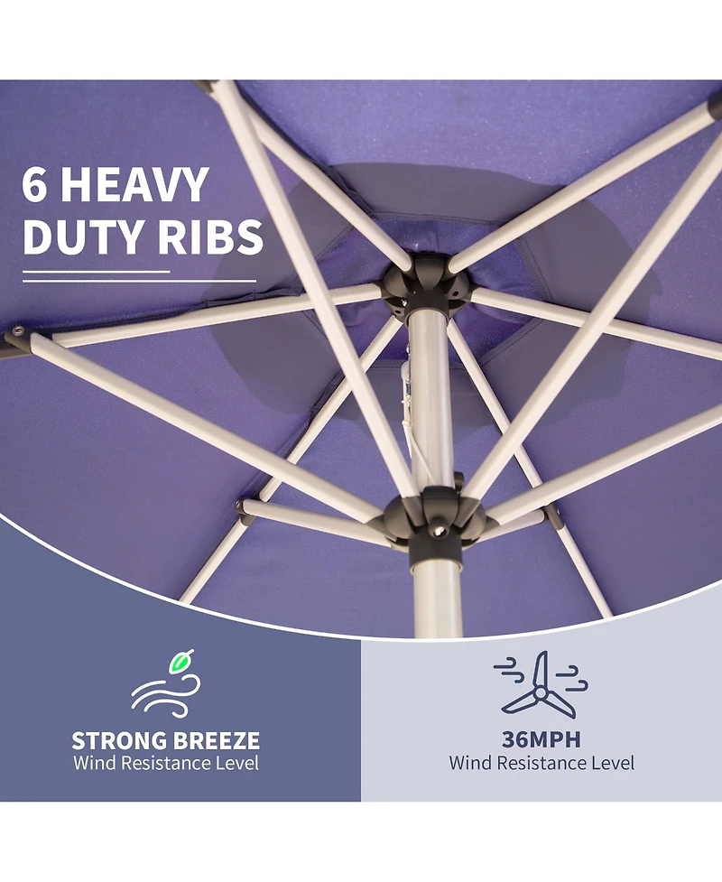 Outdoor 7.5FT Patio Table Umbrellawith Push Button Tilt and Crank, Uv Protection Waterproof Market Sun Umbrella with 6 Sturdy Ribs
