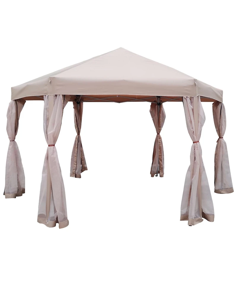 13 Ft. W x 13 Ft. D x 9.2ft Pop-Up Gazebo Tent Outdoor Canopy Hexagonal Canopies Gazebos & Pergolas 6 Sided