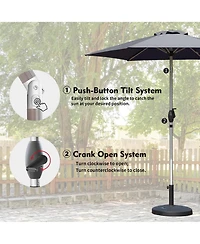 Flynama 7.5FT Outdoor Table Patio Umbrella with Push Button Tilt and Crank, Uv Protection Waterproof Market Sun Umbrella with 6 Sturdy Ribs