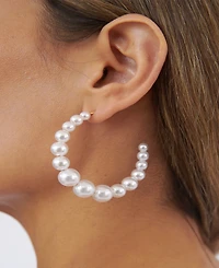 Ettika Cultured Pearl Bubble Hoops Earrings