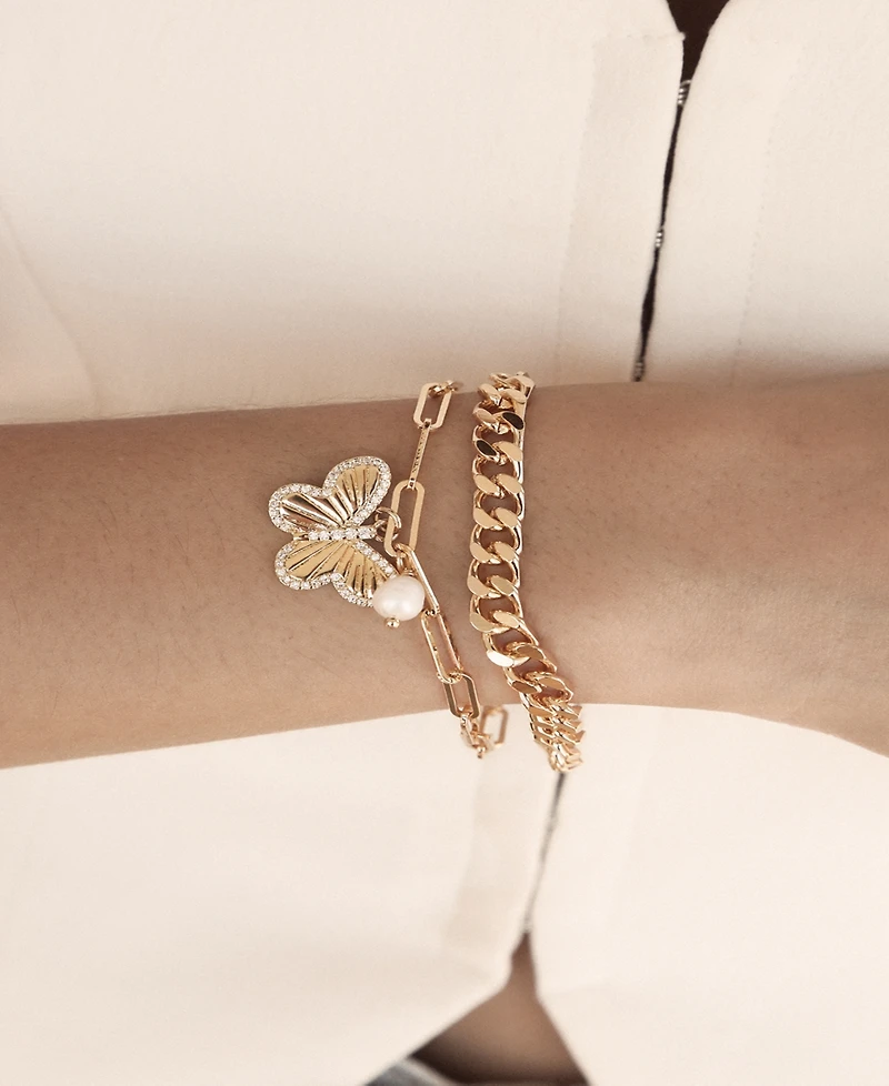 Ettika Butterfly Charm Chain Bracelet Sets