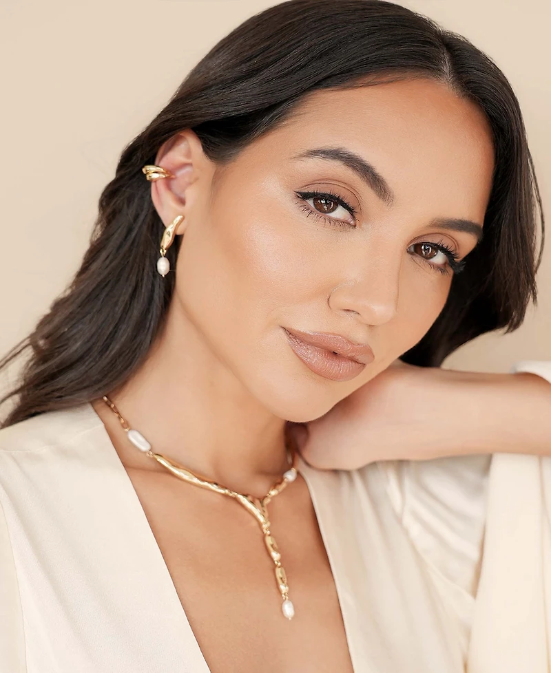 Ettika Liquid Luxe Cultured Pearl Earrings