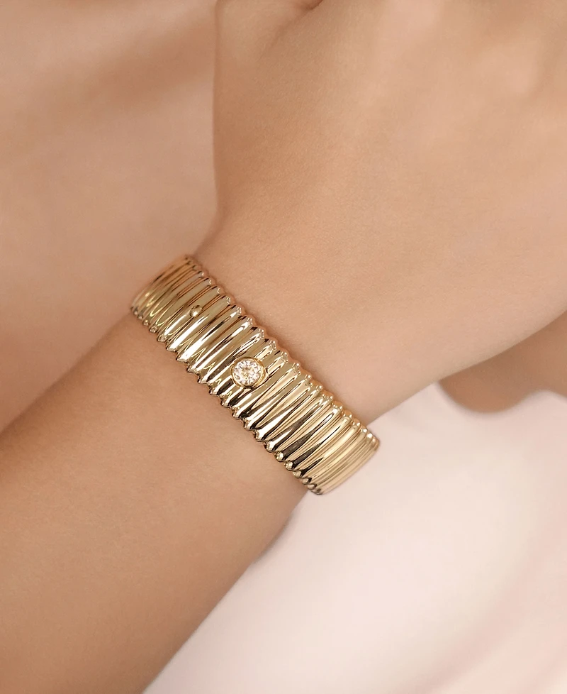 Ettika Ribbed Crystal Statement Cuff
