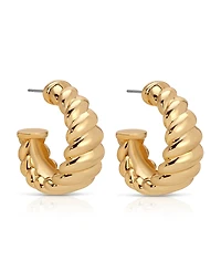 Ettika Modern Ribbed Hoops Earrings