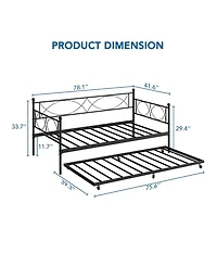 gaomon Metal Twin Daybed and Trundle Set, Size, Steel Slat Support, Multifunctional Frame for Bedroom, Living Room, Guest Room