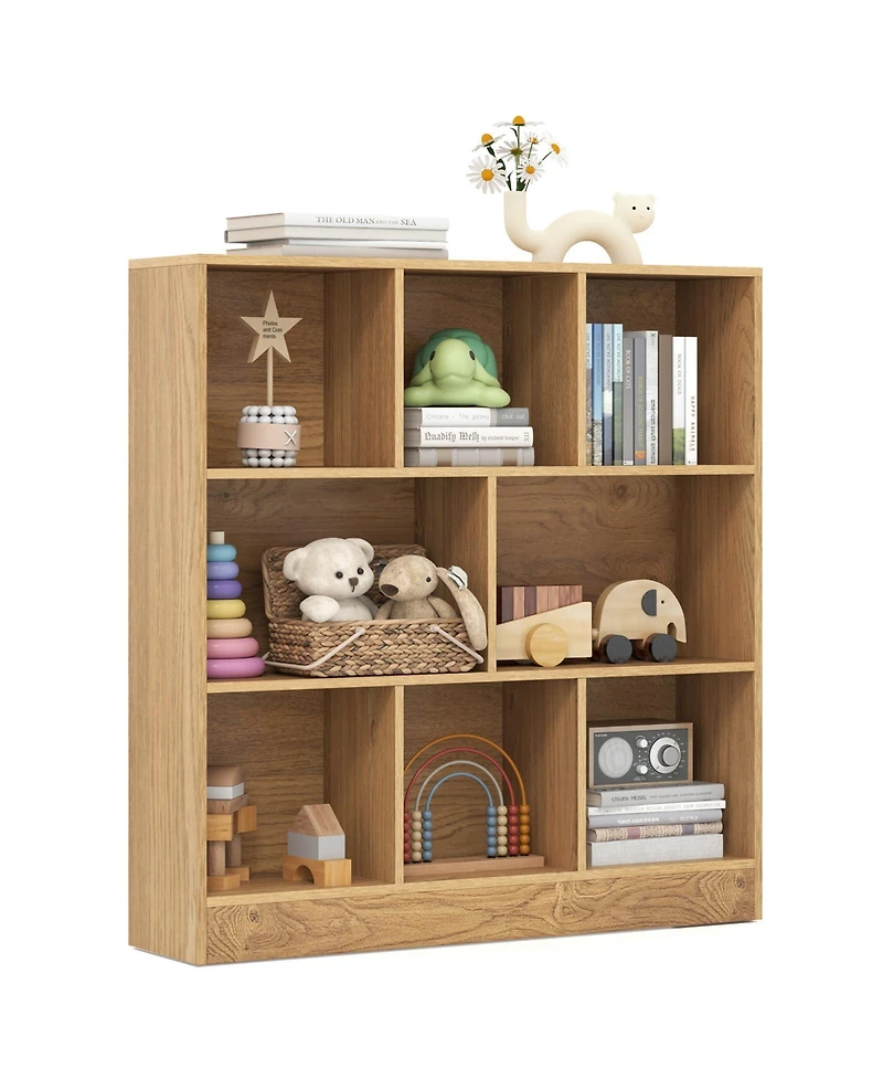 Slickblue Kids 8-Cube Storage Bookcase – Freestanding Organizer Shelf for Playroom, Nursery