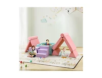 Slickblue Modular 8-Piece Foam Play Couch for Kids with Plush Suede Covers – Perfect for Creative Play and Lounging