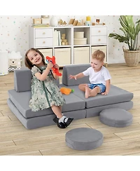 Slickblue Kids Modular Foam Play Couch Set of 6 – Soft Climbing and Seating Furniture with Washable Covers