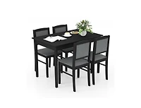 Slickblue 5-Piece Dining Table Set for 4 with Rubber Wood Legs – Compact Design Small Rooms