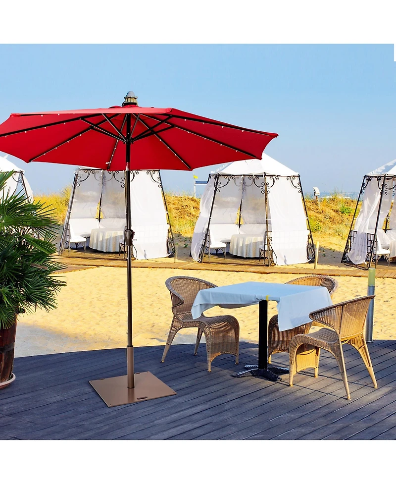 Gymax Square Weighted Patio Umbrella Base Stand 50 lbs Outdoor w/ 3 Adapters