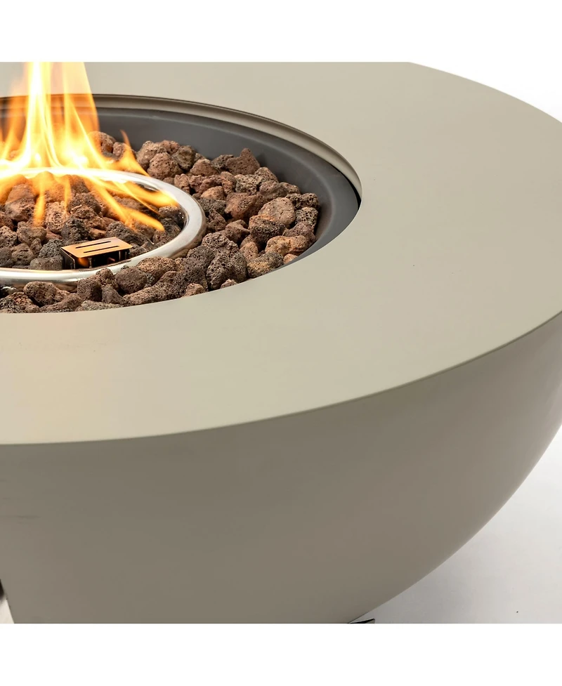 Mondawe 36 Inch Grey Round Iron Fire Pit Table,Adjustable Flame Multi Functional Tabl