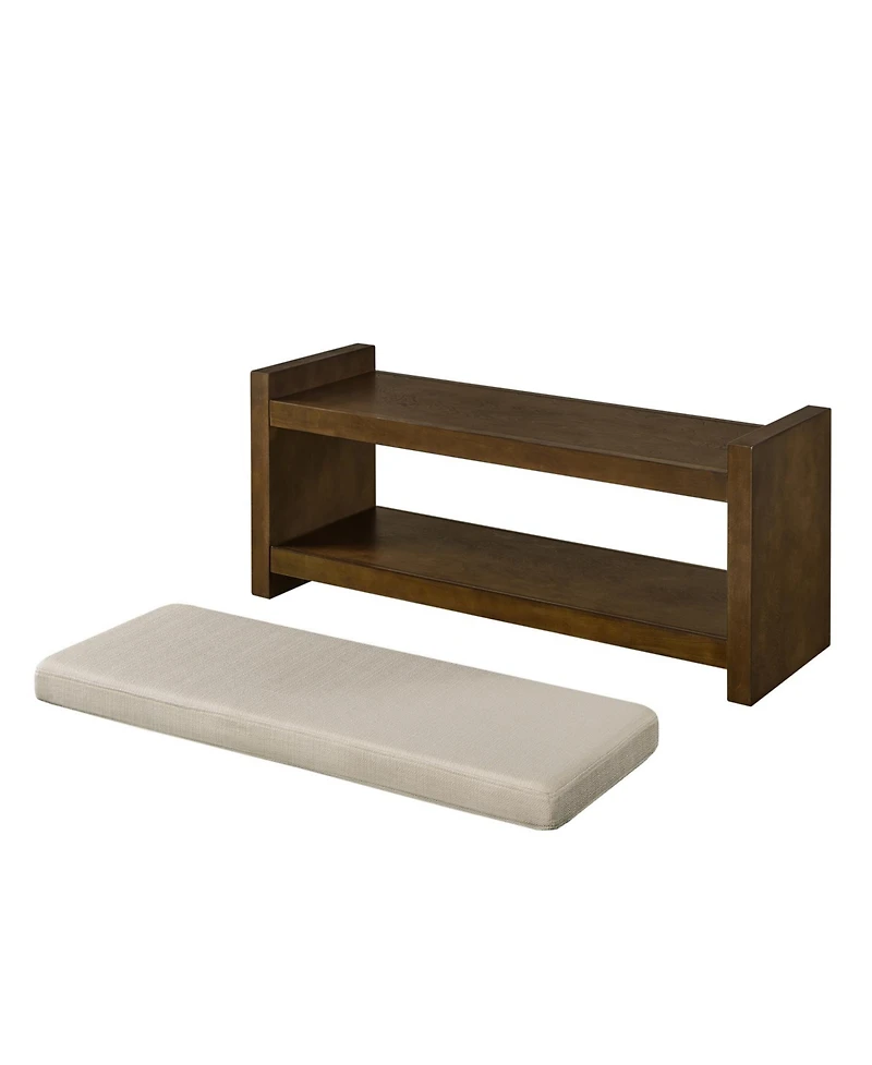 Streamdale Furniture 40" Linen Bench with Shoe Rack & Removable Cushion