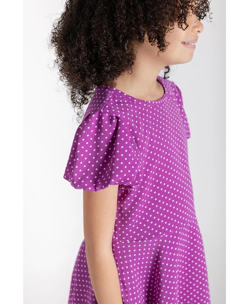 Florence Eiseman Big Girls Polka Dot Dress W/Bubble Sleeves