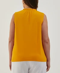 Ella Rafaella Plus Button Front Ruffle Sleeveless Tank Top