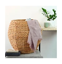 Wickerwise Water Hyacinth Natural Multipurpose Barrel Storage Tub with Lid, Basket for Organizing, Ottoman Stool