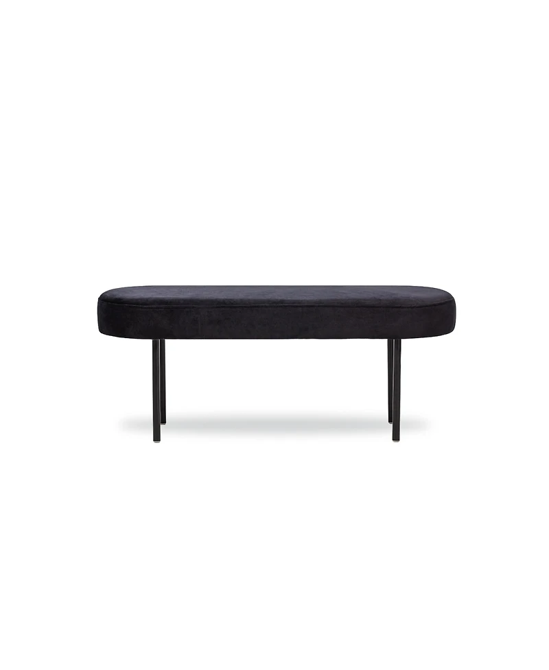 Nordlys - Metal and Black Velvet Bench Modern Design Style Upholstery Entry