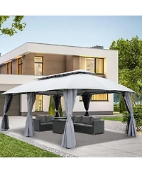 Mondawe 13x20ft Outdoor Gazebo,Powder Coated Steel Frame W/ Uv-Resistant Canopy&Dual-Layer Curtains