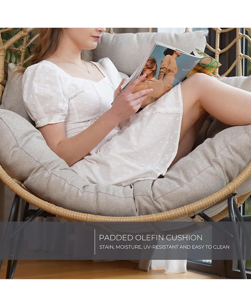 Mondawe Outdoor Bohemian Oversized Egg Chair With Ultra Thick Padding & Durable Steel Frame Chair