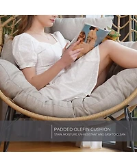 Mondawe Outdoor Bohemian Oversized Egg Chair With Ultra Thick Padding & Durable Steel Frame Chair