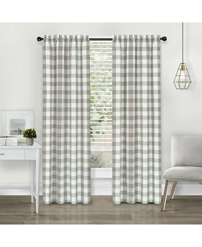 Kate Aurora Modern Farmhouse 2 Piece Large Buffalo Plaid Check Rod Pocket Curtains
