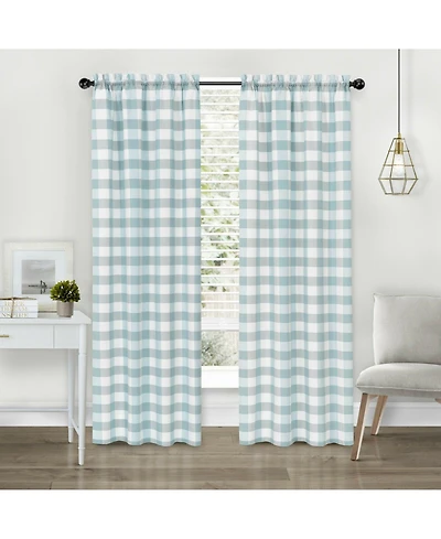 Kate Aurora Modern Farmhouse 2 Piece Large Buffalo Plaid Check Rod Pocket Curtains - 63 Granny Apple Green