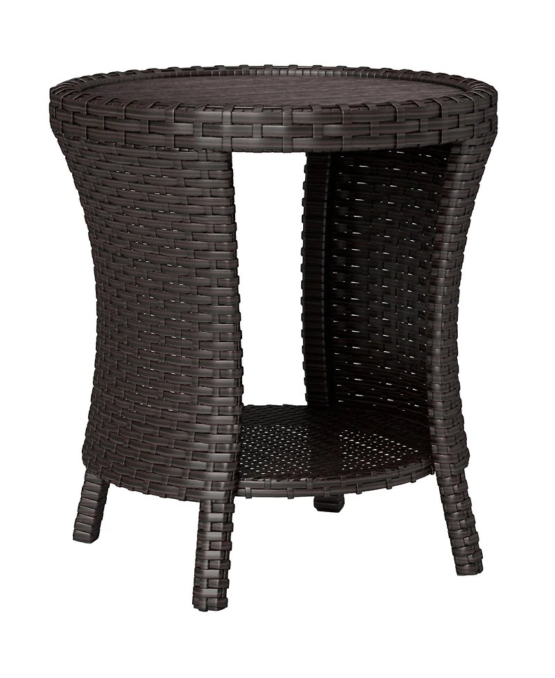 Outsunny 18" Wicker Table, 2-Tier Outdoor Side Mixed