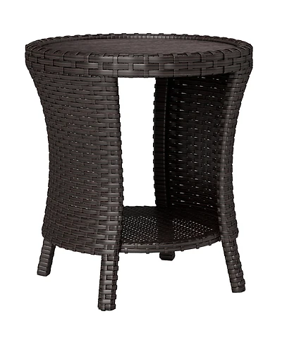 Outsunny 18" Wicker Table, 2-Tier Outdoor Side Mixed