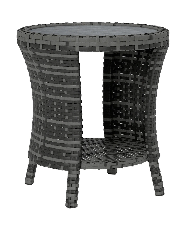 Outsunny 18" Wicker Table, 2-Tier Outdoor Side Mixed