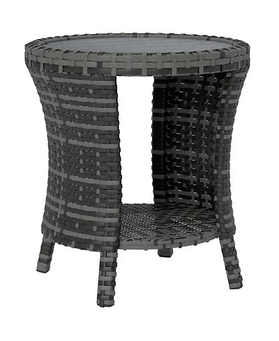 Outsunny 18" Wicker Table, 2-Tier Outdoor Side Mixed