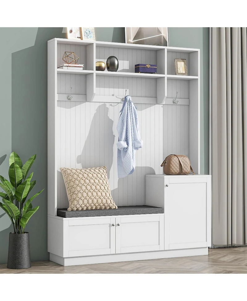Streamdale Furniture Hall Tree with Bench Cushion Coat Rack