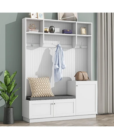 Streamdale Furniture Hall Tree with Bench Cushion Coat Rack