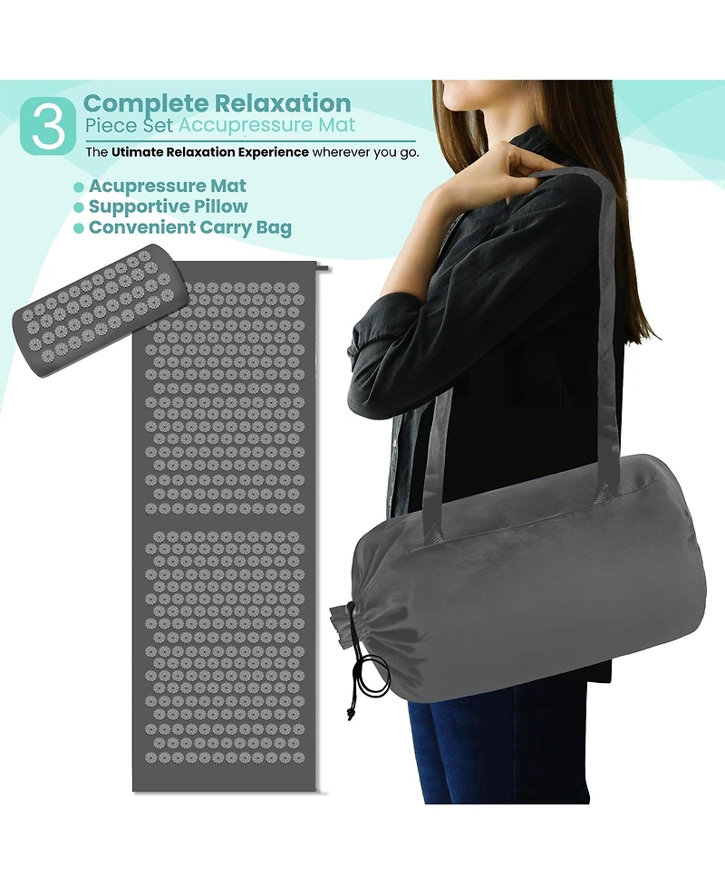 Sorbus 51 Inch Acupressure Mat, Pillow & Carry Bag