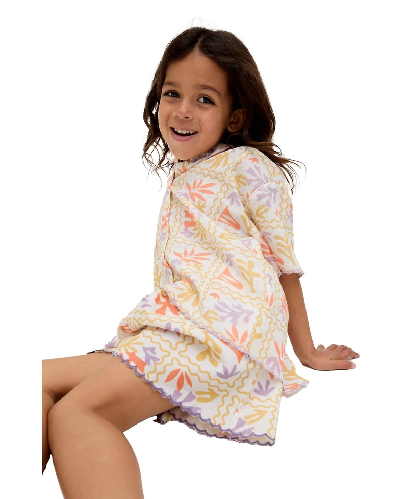 Raffya Kids Gilly Scalloped Edge Matisse Print Shorts