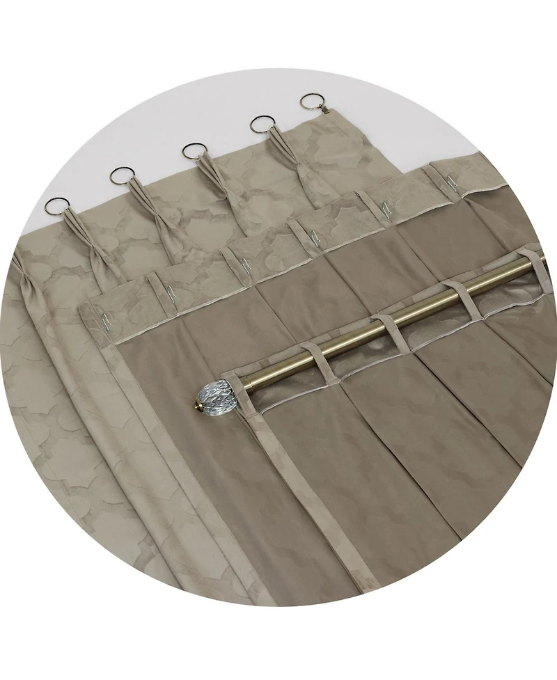 Kate Aurora 2 Pack Windsor Pinch Pleat/Rod Pocket/Back Tab Quatrefoil Window Curtain Panels