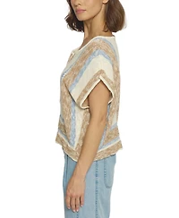 Central Park West Women's Mitred Stripe Square Top