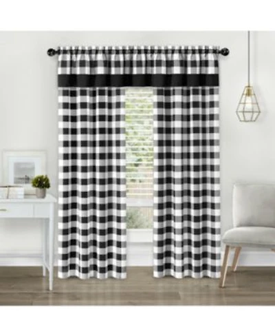 Kate Aurora Modern Country Farmhouse 3 Piece Buffalo Check Plaid Window Curtains Valance Set 84 In Gray